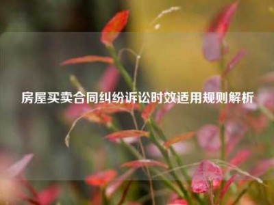 房屋买卖合同纠纷诉讼时效适用规则解析