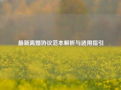最新离婚协议范本解析与适用指引