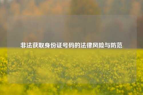 非法获取身份证号码的法律风险与防范