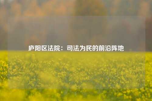 庐阳区法院：司法为民的前沿阵地