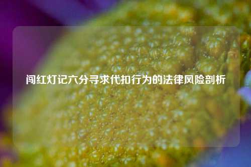 闯红灯记六分寻求代扣行为的法律风险剖析