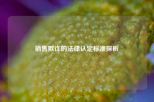 销售欺诈的法律认定标准探析